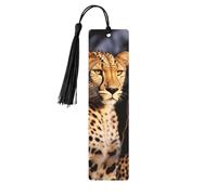 Marcapáginas de leopardo con forma de animal salvaje, marcapáginas de madera con borla, ideal para amantes de los libros, regalos de lectura para mujeres y hombres, etiqueta de madera hecha a mano.