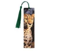 Marcapáginas de leopardo con forma de animal salvaje, marcapáginas de madera con borla, ideal para amantes de los libros, regalos de lectura para mujeres y hombres, etiqueta de madera hecha a mano.