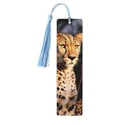 Marcapáginas de leopardo con forma de animal salvaje, marcapáginas de madera con borla, ideal para amantes de los libros, regalos de lectura para mujeres y hombres, etiqueta de madera hecha a mano.
