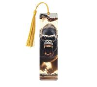 Marcapáginas de madera 3D Dynamic Gorilla con impresión de doble cara, 5 piezas, regalos para mujeres para amantes de los libros, accesorios geniales para cuadernos, regalos de cumpleaños para hombres