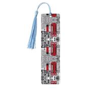 Marcapáginas de madera azul cielo, cabina telefónica roja de Londres (1) decoración impresa, perfecto para libros de tapa dura, diarios, cuadernos y planificadores