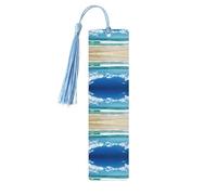 Marcapáginas de madera azul cielo, doble cara, nubes blancas de playa, impresión completa, decorativo para sala de estudio, oficina, aula, biblioteca