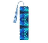 Marcapáginas de madera azul cielo - Luces del Norte de doble cara con impresión completa decorativa para sala de estudio, oficina, aula, biblioteca