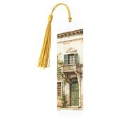 Marcapáginas de madera con borla, diseño de edificio antiguo con rama de olivo romano y estampado griego, hermosos marcadores hechos a mano, marcadores para leer
