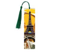 Marcapáginas de madera con borla, diseño de la Torre Eiffel de París, hermosos marcadores hechos a mano, marcadores para leer