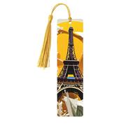 Marcapáginas de madera con borla, diseño de la Torre Eiffel de París, hermosos marcadores hechos a mano, marcadores para leer
