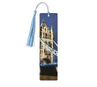 Marcapáginas de madera con borla, diseño de puente de la torre en Londres, hermosos marcadores hechos a mano, marcadores para leer