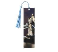 Marcapáginas de madera con borla, diseño de puente de la torre en Londres, hermosos marcadores hechos a mano, marcadores para leer