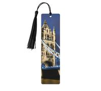 Marcapáginas de madera con borla, diseño de puente de la torre en Londres, hermosos marcadores hechos a mano, marcadores para leer
