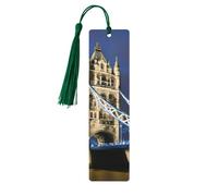 Marcapáginas de madera con borla, diseño de puente de la torre en Londres, hermosos marcadores hechos a mano, marcadores para leer