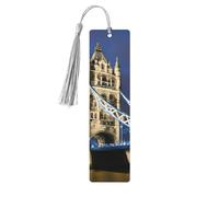 Marcapáginas de madera con borla, diseño de puente de la torre en Londres, hermosos marcadores hechos a mano, marcadores para leer
