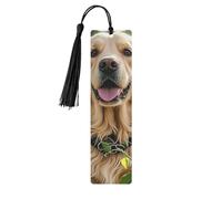 Marcapáginas de madera con borlas de madera para colgar Golden Retriever Marcadores hechos a mano Adornos Vintage Marcadores de madera Fancy Craft Book Mark Lectura Páginas Marcadores para mujeres