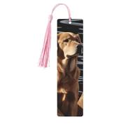 Marcapáginas de madera con borlas de madera para colgar Golden Retrievers Marcadores hechos a mano Adornos Vintage Marcadores de madera Fancy Craft Book Mark Lectura Páginas Marcadores para mujeres