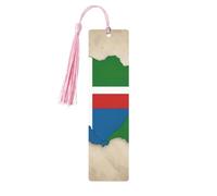 Marcapáginas de madera con borlas, diseño de mapa de la bandera de Santo Tomé y Príncipe, etiquetas rectangulares de madera natural, regalos para hombres y mujeres