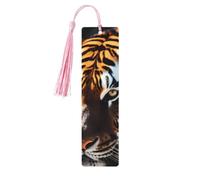 Marcapáginas de madera con borlas, diseño de tigre salvaje, ideal para amantes de los libros, regalos de lectura para mujeres y hombres, etiqueta de madera hecha a mano.