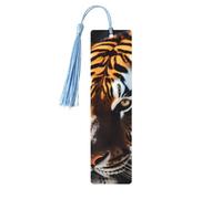 Marcapáginas de madera con borlas, diseño de tigre salvaje, ideal para amantes de los libros, regalos de lectura para mujeres y hombres, etiqueta de madera hecha a mano.