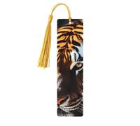 Marcapáginas de madera con borlas, diseño de tigre salvaje, ideal para amantes de los libros, regalos de lectura para mujeres y hombres, etiqueta de madera hecha a mano.