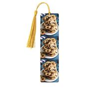 Marcapáginas de madera con borlas, galletas y chispas de chocolate, regalos de cumpleaños para amigos y amantes de los libros