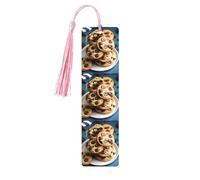 Marcapáginas de madera con borlas, galletas y chispas de chocolate, regalos de cumpleaños para amigos y amantes de los libros