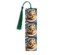 Marcapáginas de madera con borlas, galletas y chispas de chocolate, regalos de cumpleaños para amigos y amantes de los libros