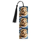 Marcapáginas de madera con borlas, galletas y chispas de chocolate, regalos de cumpleaños para amigos y amantes de los libros