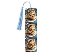 Marcapáginas de madera con borlas, galletas y chispas de chocolate, regalos de cumpleaños para amigos y amantes de los libros