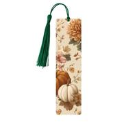 Marcapáginas de madera con diseño de calabaza, diseño de crisantemo, con borla, para mujeres y hombres, marcadores de página de lectura, regalos para amantes de los libros