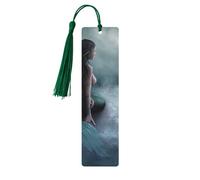 Marcapáginas de madera con diseño de chica sirena y barco pirata navegando en el mar, decoración perfecta para marcapáginas, amantes de los estudiantes, club de lectura