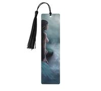 Marcapáginas de madera con diseño de chica sirena y barco pirata navegando en el mar, decoración perfecta para marcapáginas, amantes de los estudiantes, club de lectura