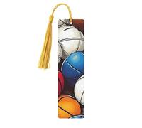 Marcapáginas de madera con diseño de dibujos animados de baloncesto y béisbol, diseño único de doble cara, accesorios artísticos, regalos de cumpleaños para hombres y mujeres, regalos para amantes de