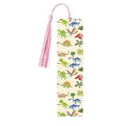 Marcapáginas de madera con diseño de dinosaurios de dibujos animados con borla para mujeres, hombres, amantes de los libros, marcadores de página para estudiantes, profesores y lectura
