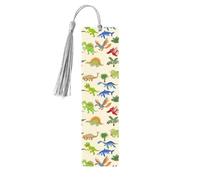 Marcapáginas de madera con diseño de dinosaurios de dibujos animados con borla para mujeres, hombres, amantes de los libros, marcadores de página para estudiantes, profesores y lectura