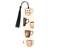 Marcapáginas de madera con diseño de taza de melocotón con corazón impreso de doble cara, 5 piezas, regalos para mujeres para amantes de los libros, accesorios geniales para cuadernos, regalos de