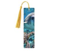 Marcapáginas de madera con diseño de tortuga y delfín, de doble cara, accesorios artísticos, regalos de cumpleaños para hombres y mujeres, para amantes de los libros