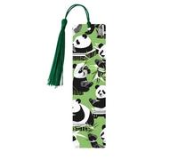 Marcapáginas de madera con estampado de bambú panda con borla, hermosos marcadores hechos a mano, marcadores para leer