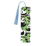 Marcapáginas de madera con estampado de bambú panda con borla, hermosos marcadores hechos a mano, marcadores para leer