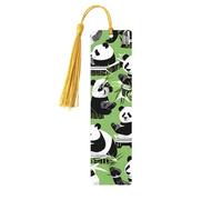 Marcapáginas de madera con estampado de bambú panda con borla, hermosos marcadores hechos a mano, marcadores para leer