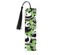 Marcapáginas de madera con estampado de bambú panda con borla, hermosos marcadores hechos a mano, marcadores para leer
