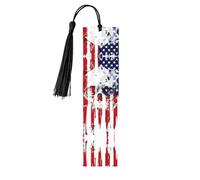 Marcapáginas de madera con estampado de calavera de bandera estadounidense con borla para mujeres, hombres, amantes de los libros, marcadores de página para estudiantes, profesores y lectura
