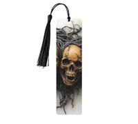 Marcapáginas de madera con estampado de calavera y ramas de efectos visuales 3D, 5 piezas, regalos de mujer para amantes de los libros, accesorios geniales para cuadernos, regalos de cumpleaños para