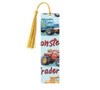 Marcapáginas de madera con estampado de camión rojo y azul de doble cara, 5 piezas, regalos para mujeres para amantes de los libros, accesorios geniales para cuadernos, regalos de cumpleaños para