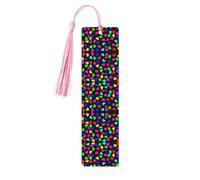 Marcapáginas de madera con estampado de corazones arcoíris con borla para mujeres, hombres, amantes de los libros, marcadores de página para estudiantes, profesores, lectura