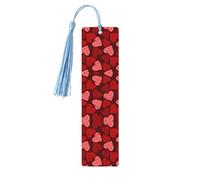 Marcapáginas de madera con estampado de corazones rojos con borla para mujeres, hombres, amantes de los libros, marcadores de página para estudiantes, profesores, lectura