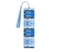 Marcapáginas de madera con estampado de delfín animal 3D único con borlas, marcadores para leer libros de tapa dura