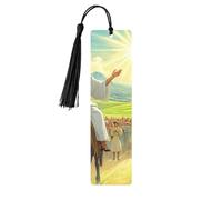 Marcapáginas de madera con estampado de doble cara de Jesus Rides On A Donkey, 5 piezas, regalos para mujeres para amantes de los libros, accesorios geniales para cuadernos, regalos de cumpleaños para