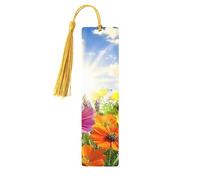 Marcapáginas de madera con estampado de doble cara The Sunset On The Flower Field in Spring, 5 piezas, regalos para mujeres para amantes de los libros, accesorios geniales para cuadernos, regalos de