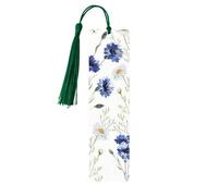 Marcapáginas de madera con estampado de flores dibujadas a mano para hombres y mujeres, marcapáginas de madera con borlas, regalo ideal para los amantes de los libros