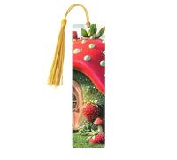 Marcapáginas de madera con estampado de fresas gigantes en el fondo de la temporada de cosecha, 5 piezas, regalos para mujeres para amantes de los libros, accesorios geniales para cuadernos, regalos