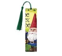 Marcapáginas de madera con estampado de gnomos coloridos con borla para mujeres, hombres, amantes de los libros, marcadores de página para estudiantes, profesores, lectura