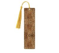 Marcapáginas de madera con estampado de leopardo, marcapáginas de madera para amantes de los libros con borlas, accesorios